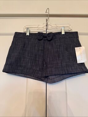 Children’s Navy Dark Denim Bow-Waist Shorts